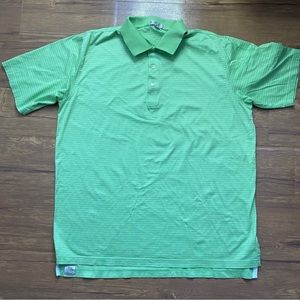 Peter Milar Green Striped Polo Shirt XL